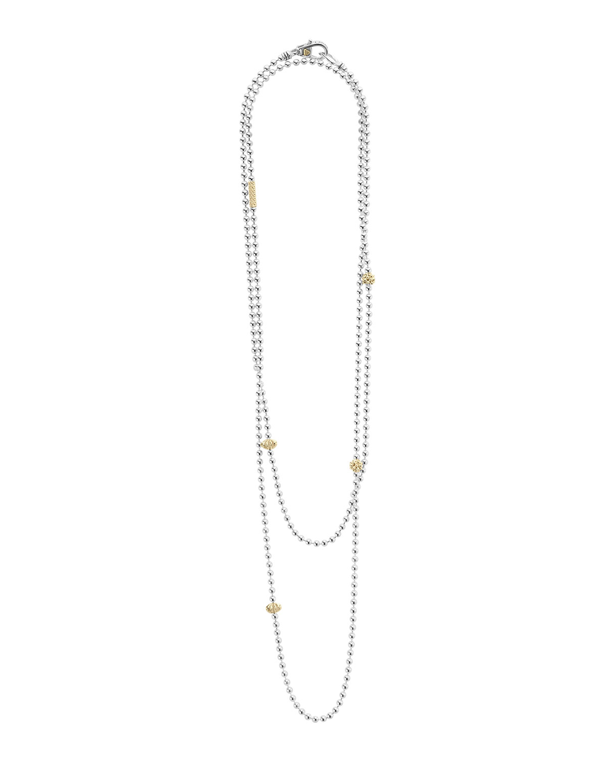 Icon Caviar Beaded 18K Ball Chain Necklace, 36"