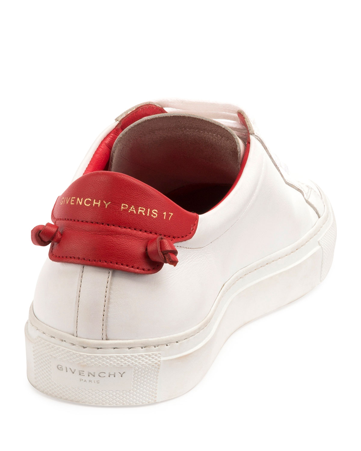 Calfskin Low-Top Sneaker, White/Red