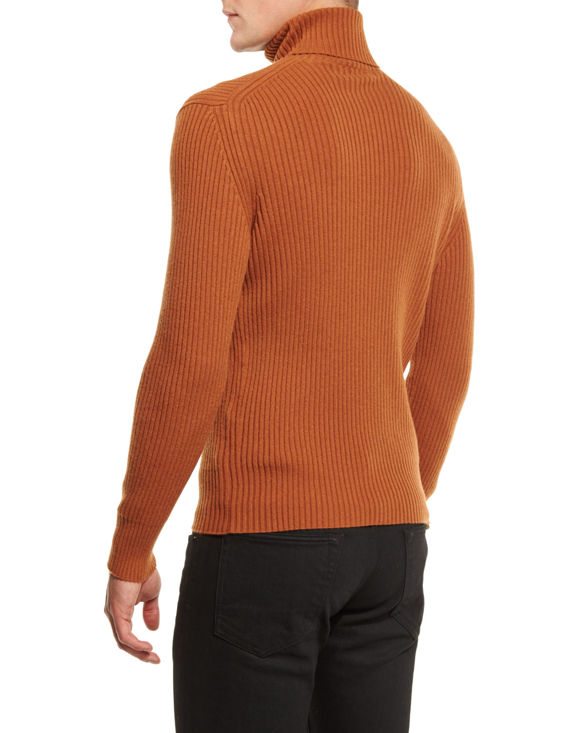 Ribbed Turtleneck Sweater, Brown