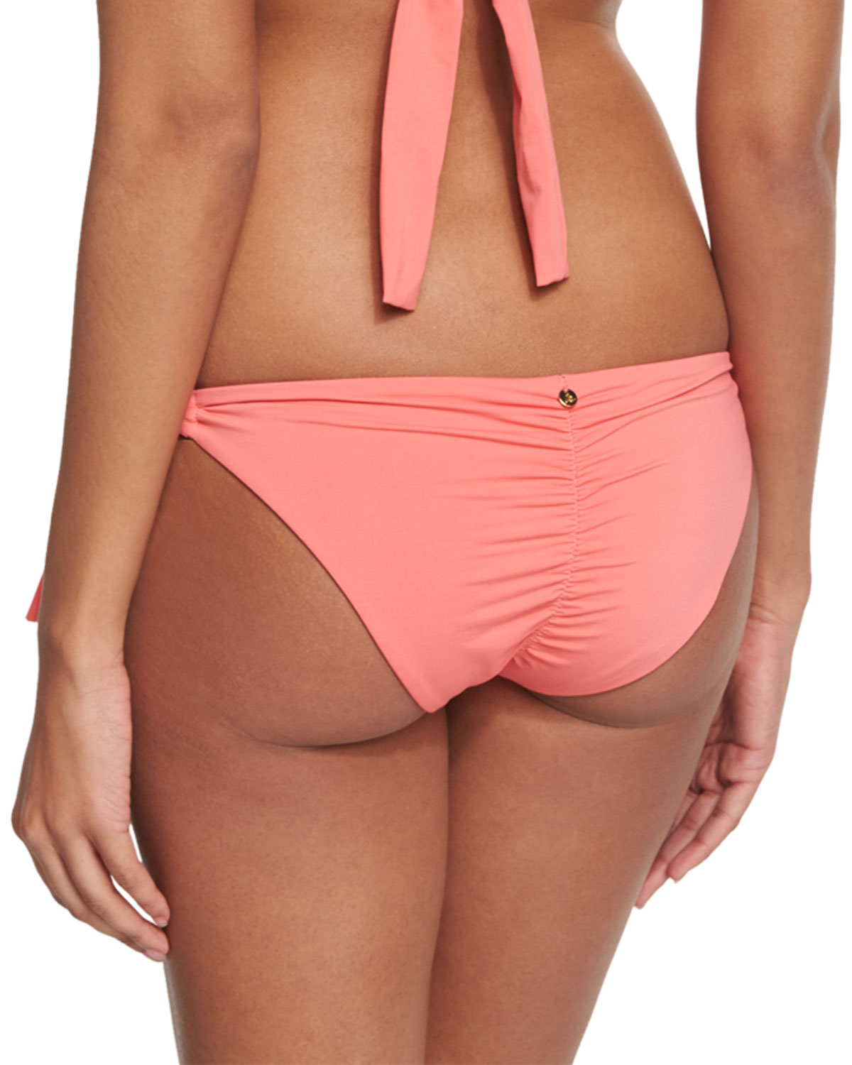 Cut & Weave Braided Tie-Side Swim Bottom, Light Coral