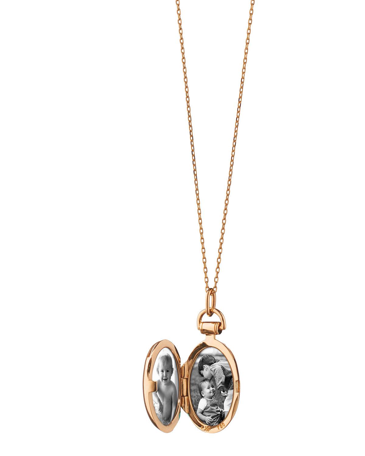 Anna 18k Rose Gold Petite Locket Necklace, 17"L