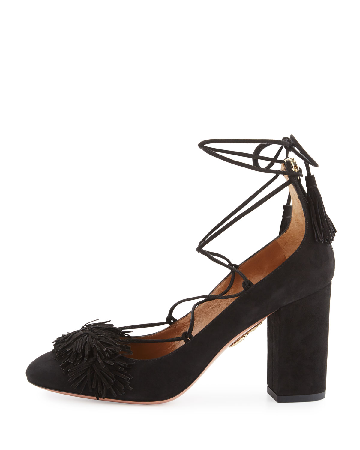 Wild Thing Fringe Block-Heel Pump, Black