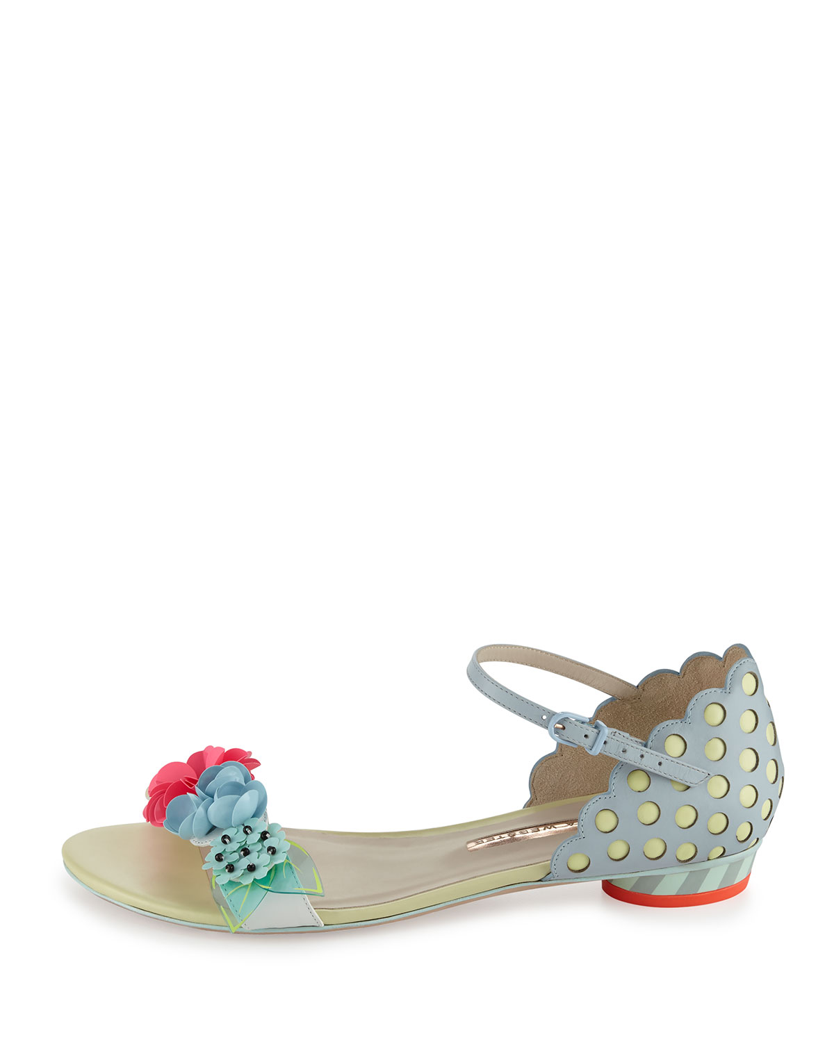 Lilico Floral Sequin Flat Sandal, Pearl Blue