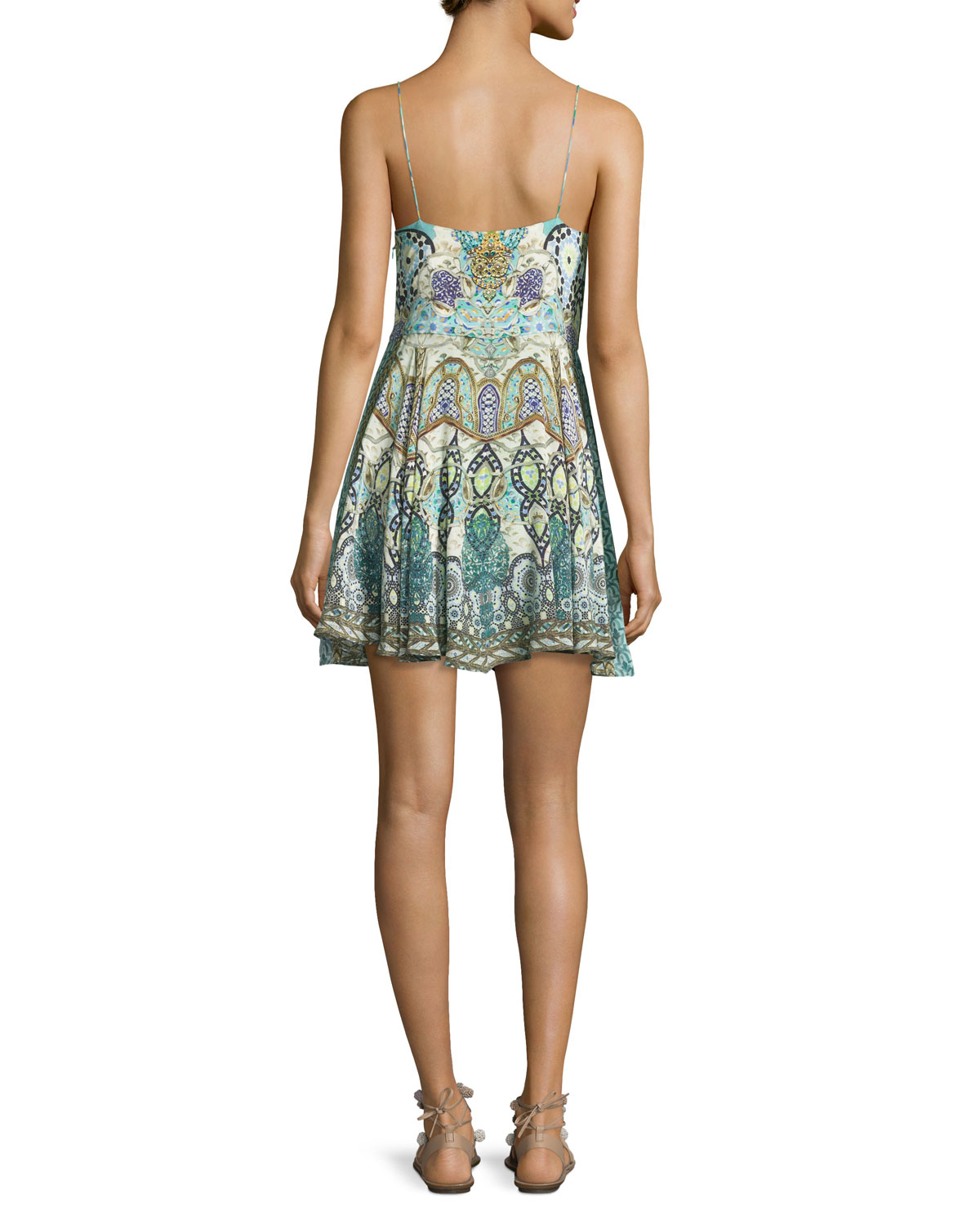 Embellished Tie-Front Sleeveless Coverup Dress, Casablanca