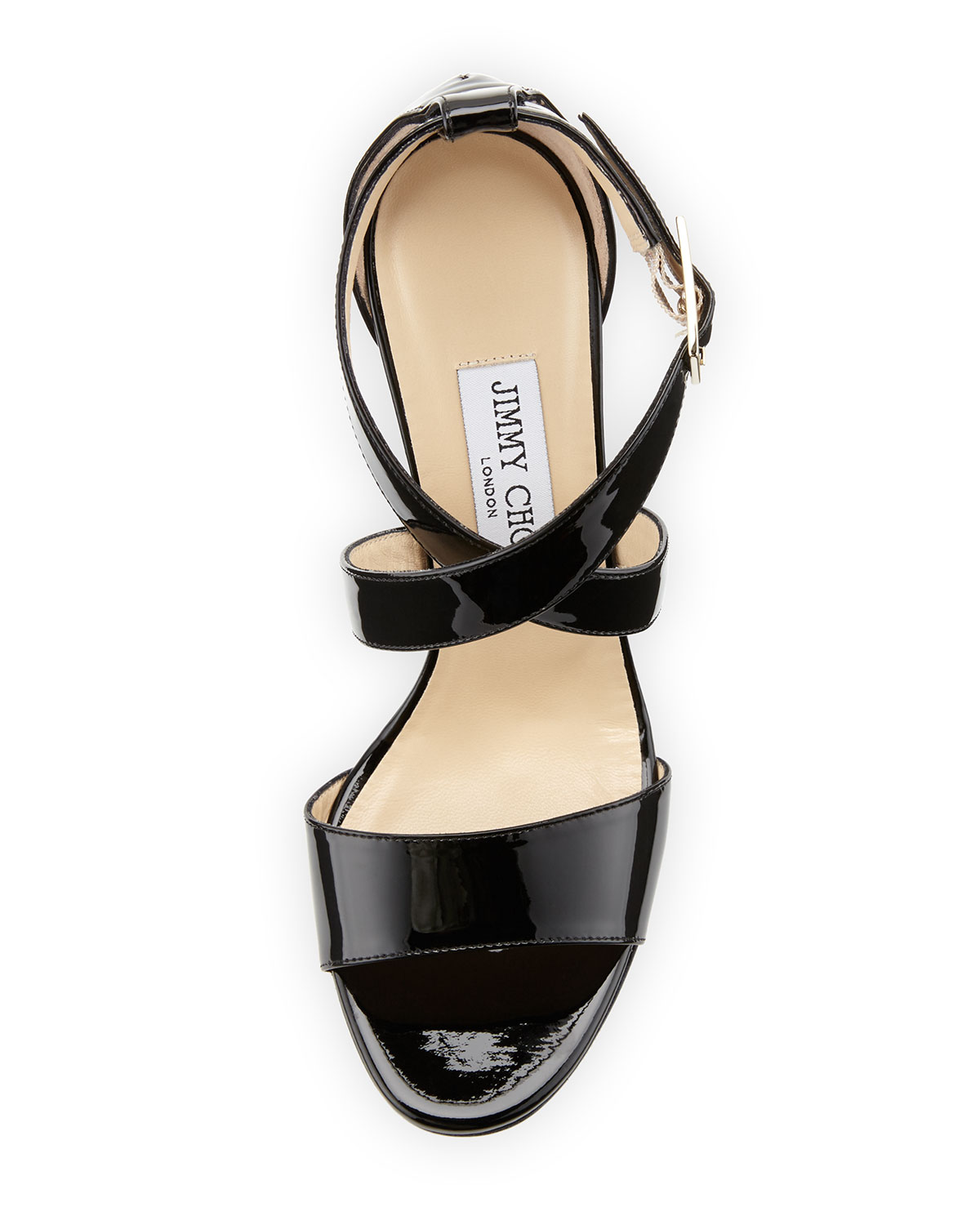 Fearne Patent Crisscross Wedge Sandal, Black