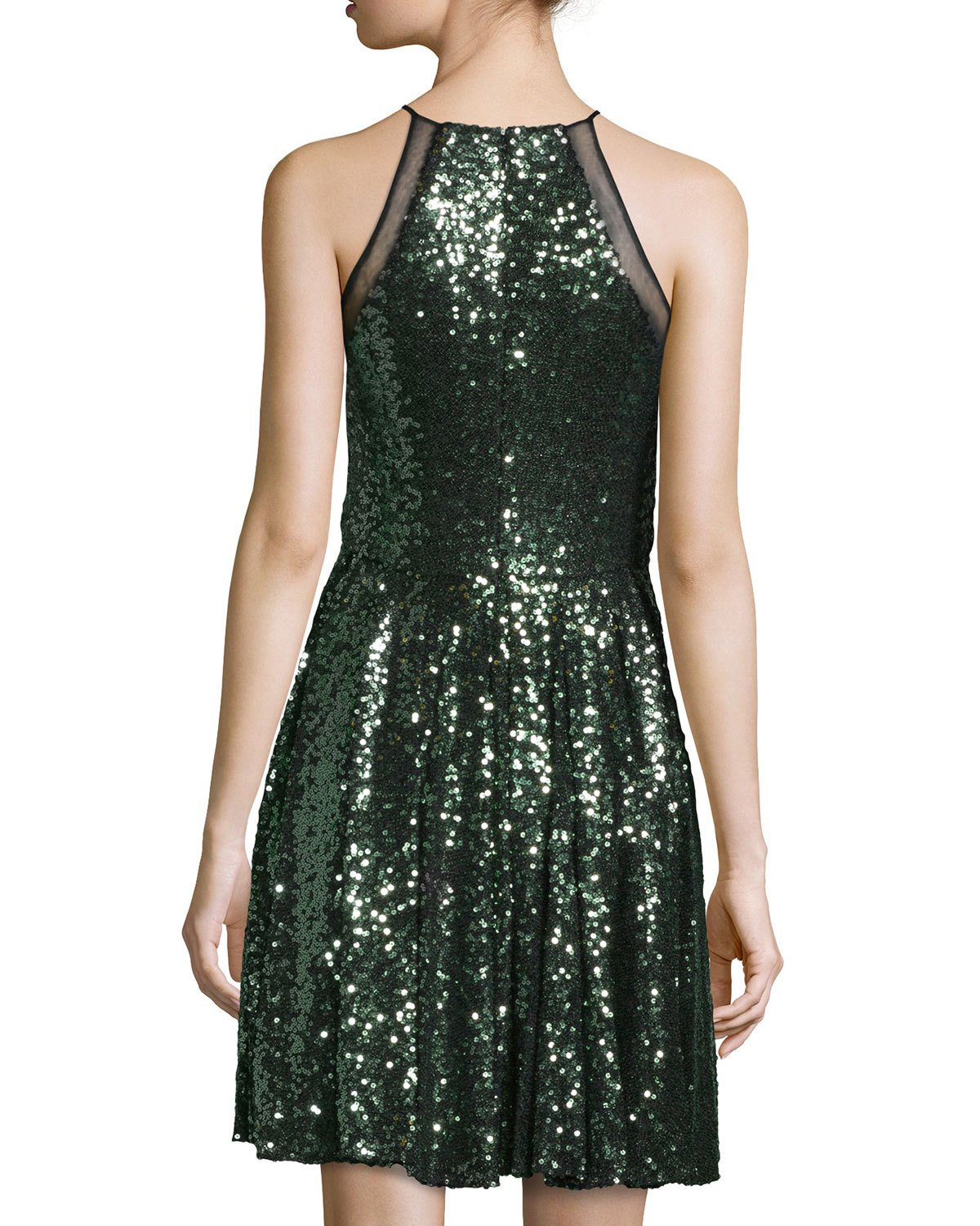 Halter-Neck Embellished Cocktail Dress, Emerald