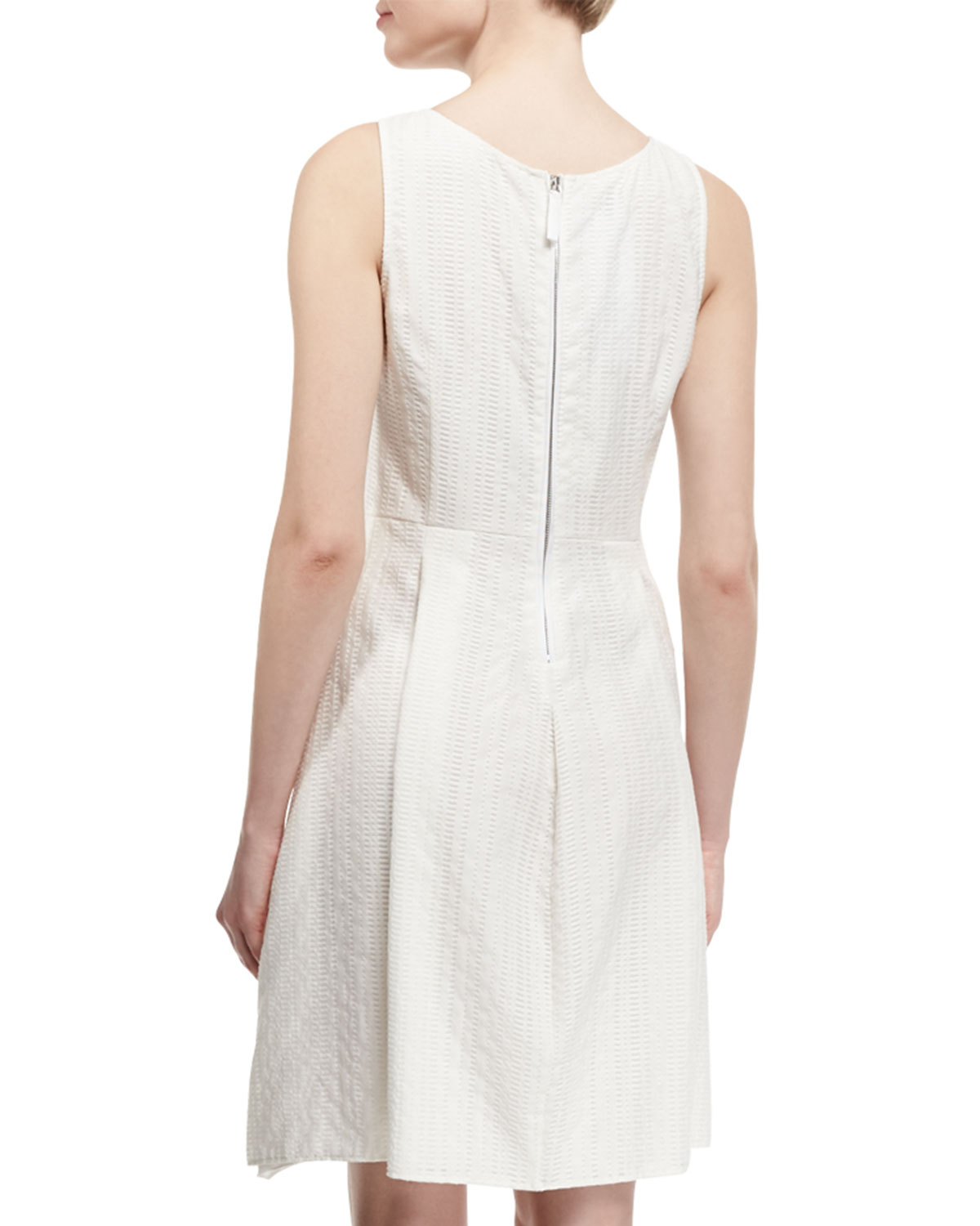 Sleeveless Lattice Burnout Dress, White