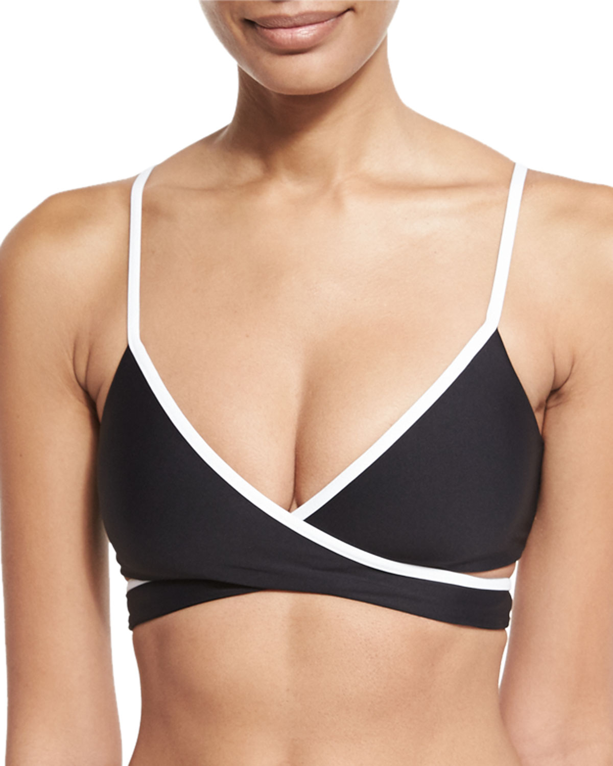 Domino Piped Wrap-Around Swim Top