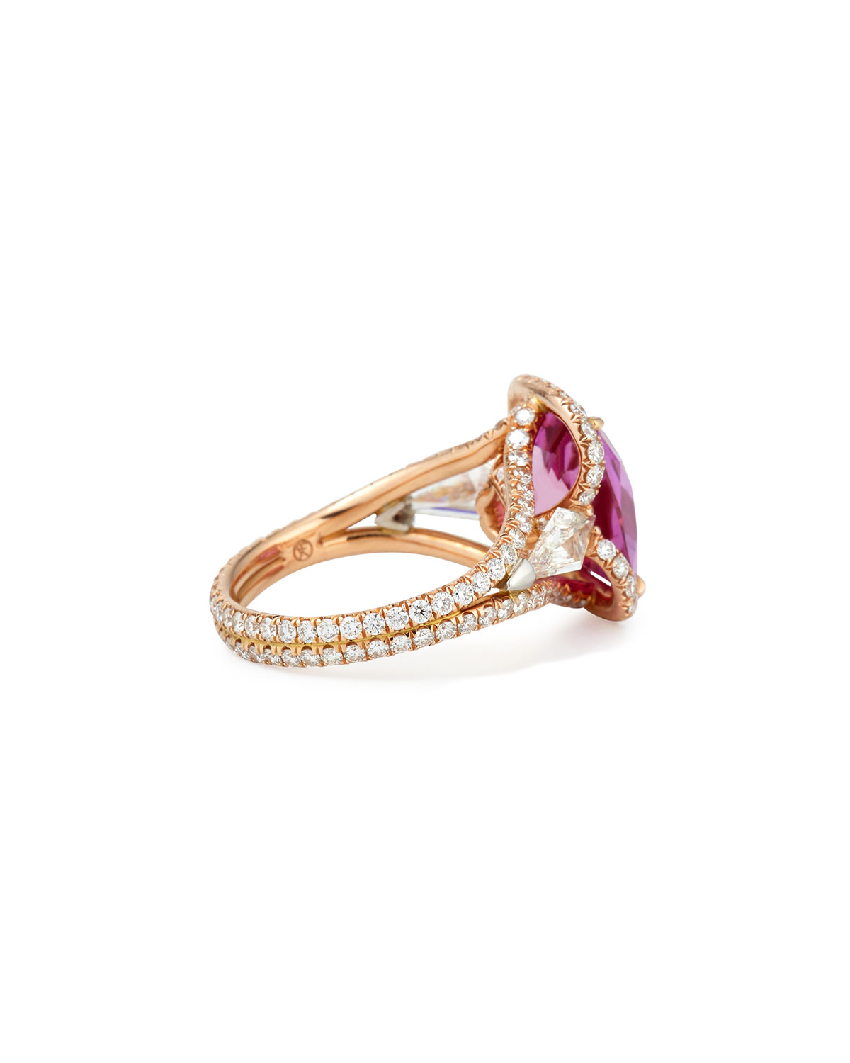 18k Rose Gold Pink Sapphire Ring with Diamonds