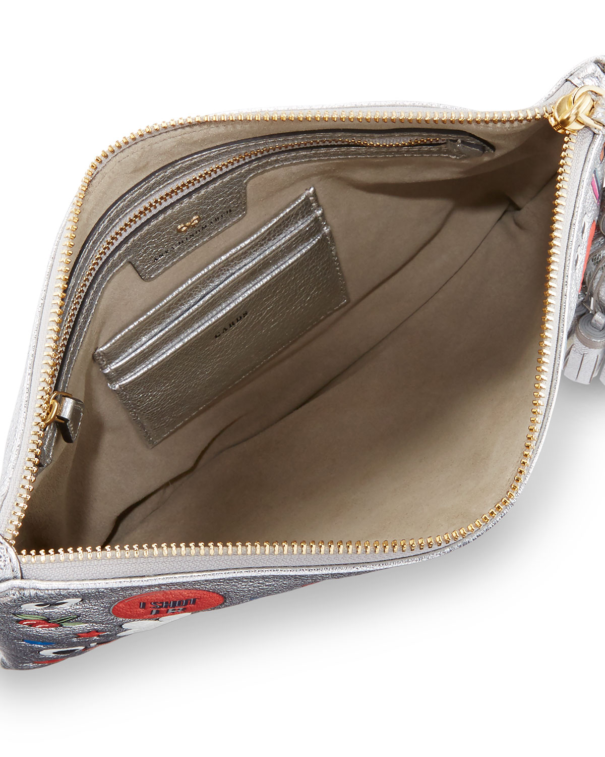 Georgiana All Over Wink Sticker Clutch Bag, Silver 