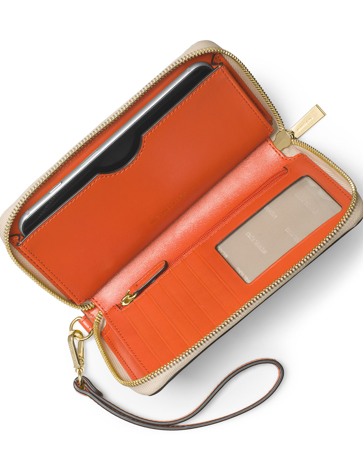 Jet Set Travel Large Logo-Print Multifunction Phone Case, Orange