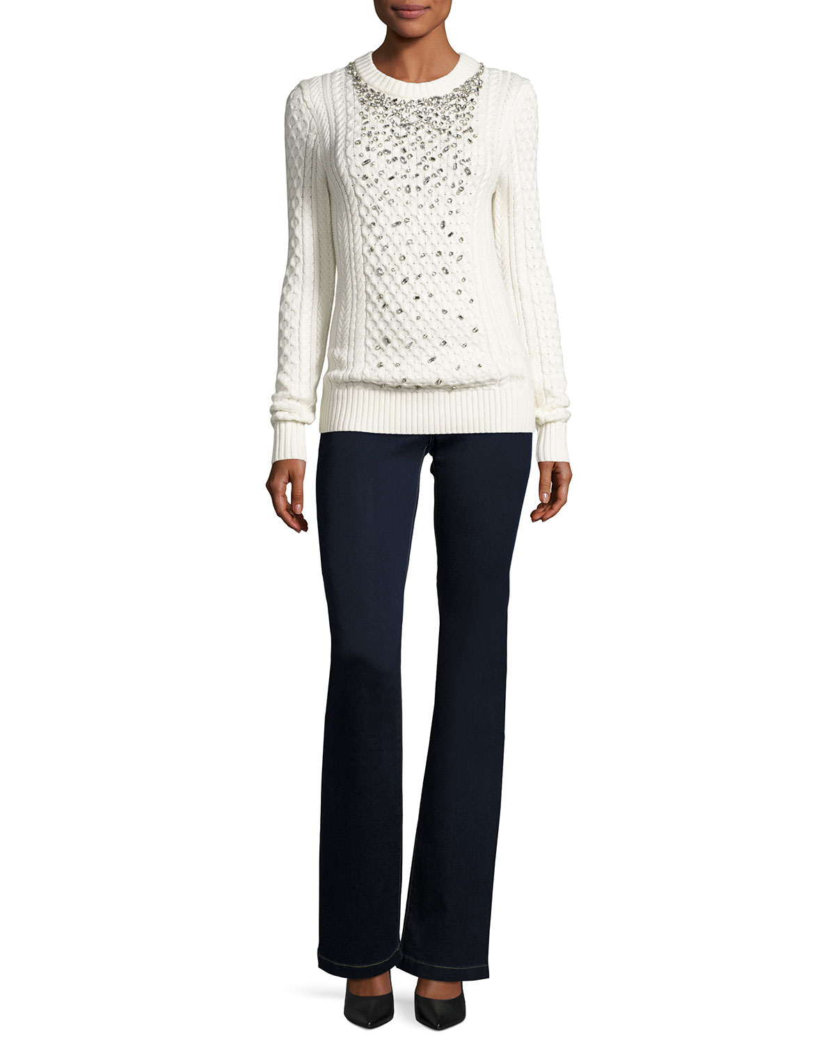 Selma Buckle-Waist Flare-Leg Jeans