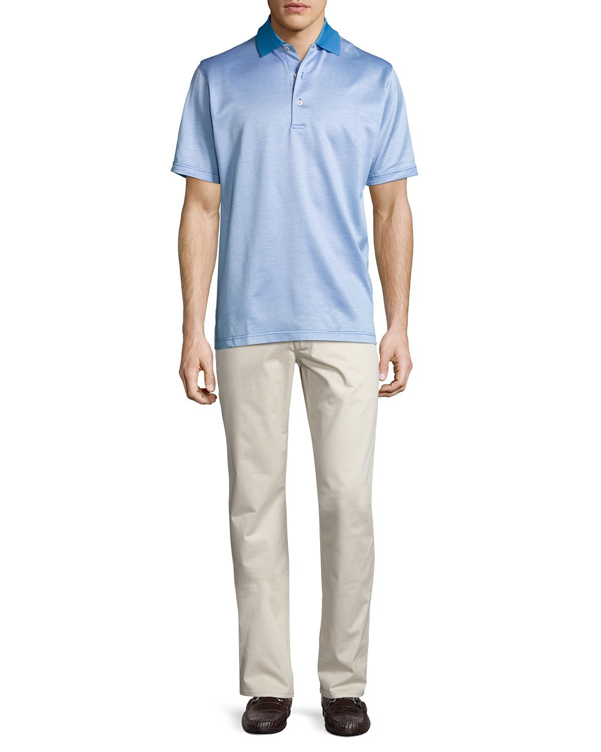 Chuck Checkered Cotton Lisle Polo Shirt, Blue