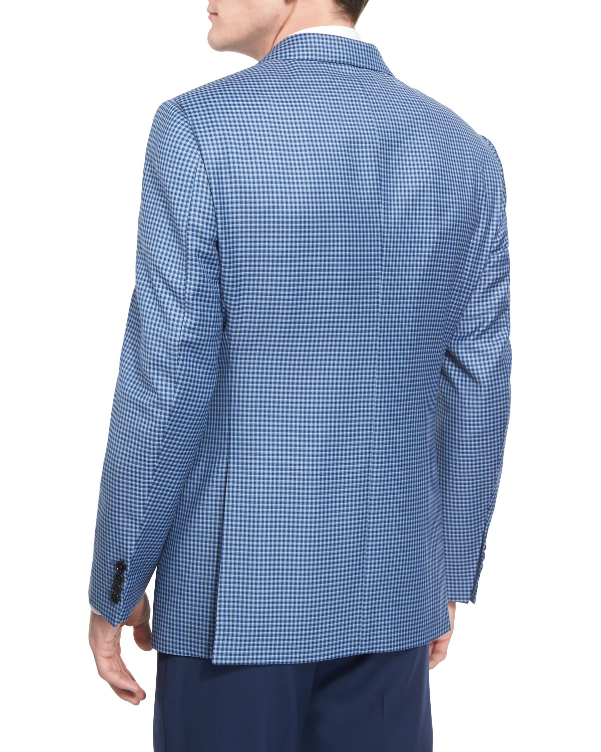 G-Line Small Box-Check Wool Sport Coat, Blue