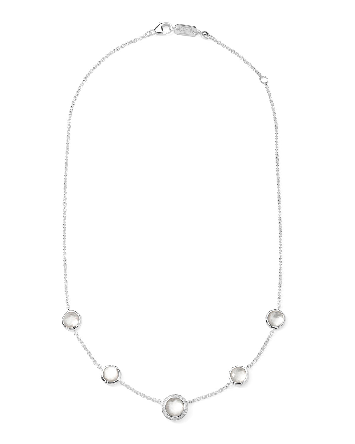 Stella Necklace in Mother-of-Pearl Doublet & Diamonds 16-18"