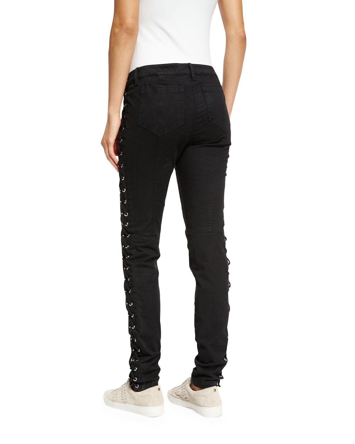 Dent Laced Skinny Jeans, Black