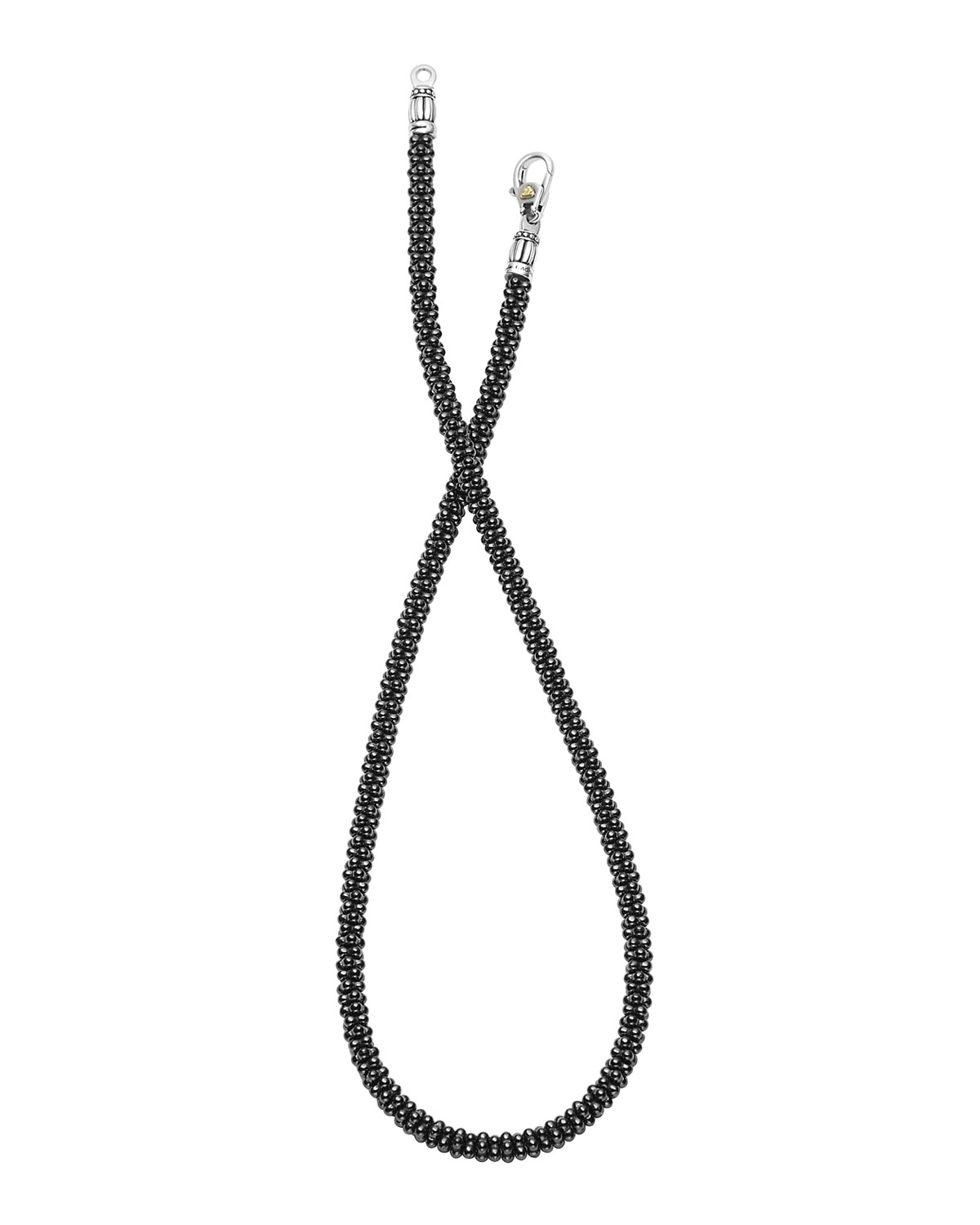 Black Caviar Rope Necklace, 16"L