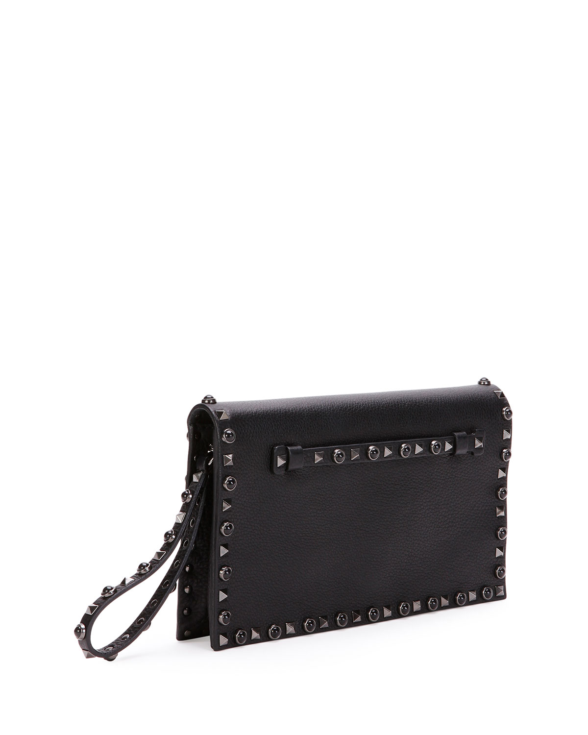 Rockstud Rolling Noir Medium Flap Clutch Bag, Black