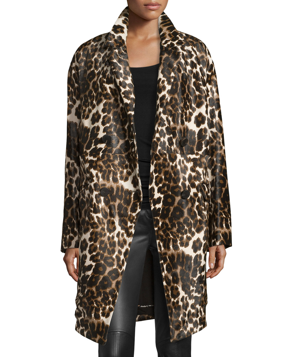 finola two calf hair coat, snow cheetah simple