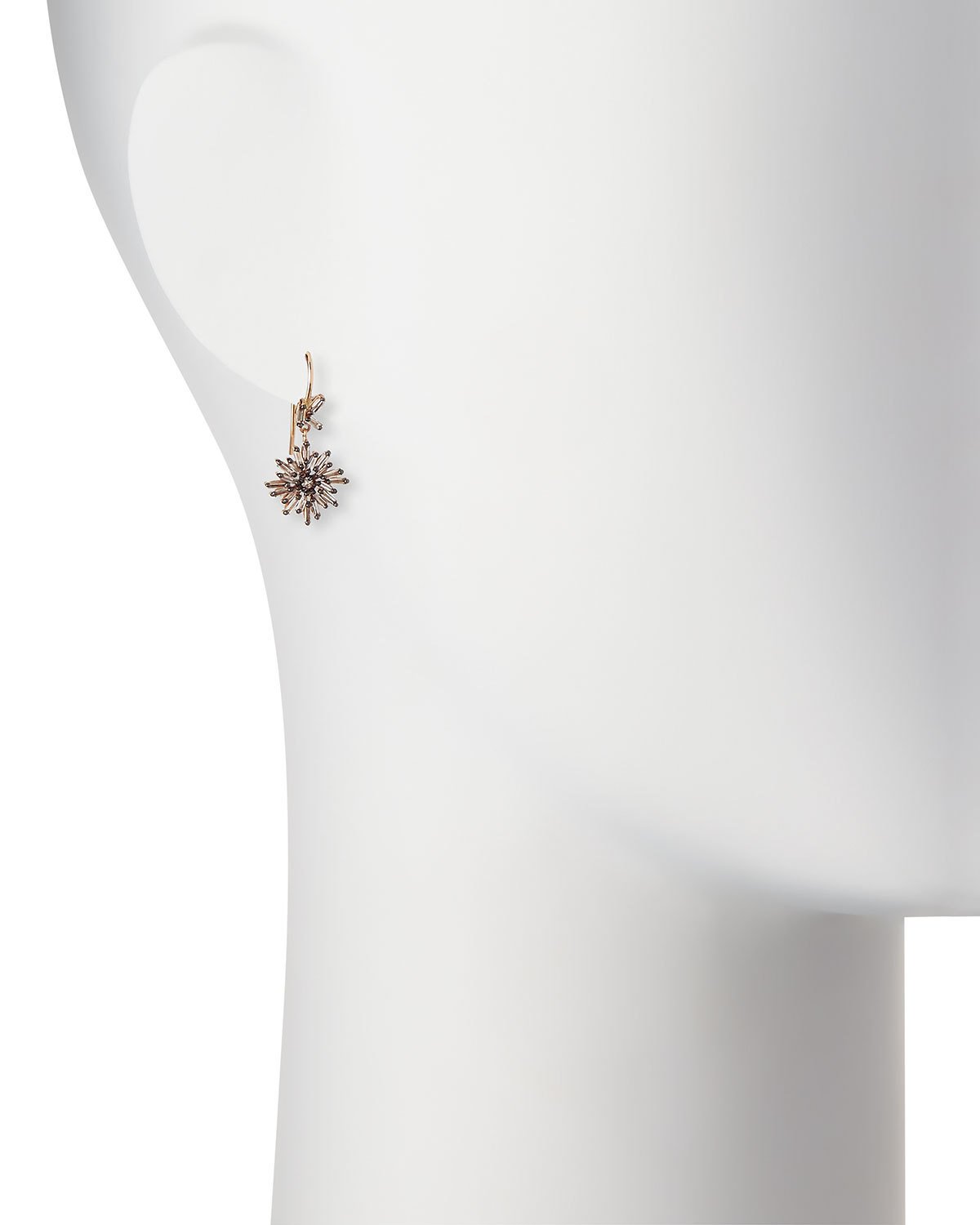 Diamond Baguette Starburst Drop Earrings in 18K Rose Gold