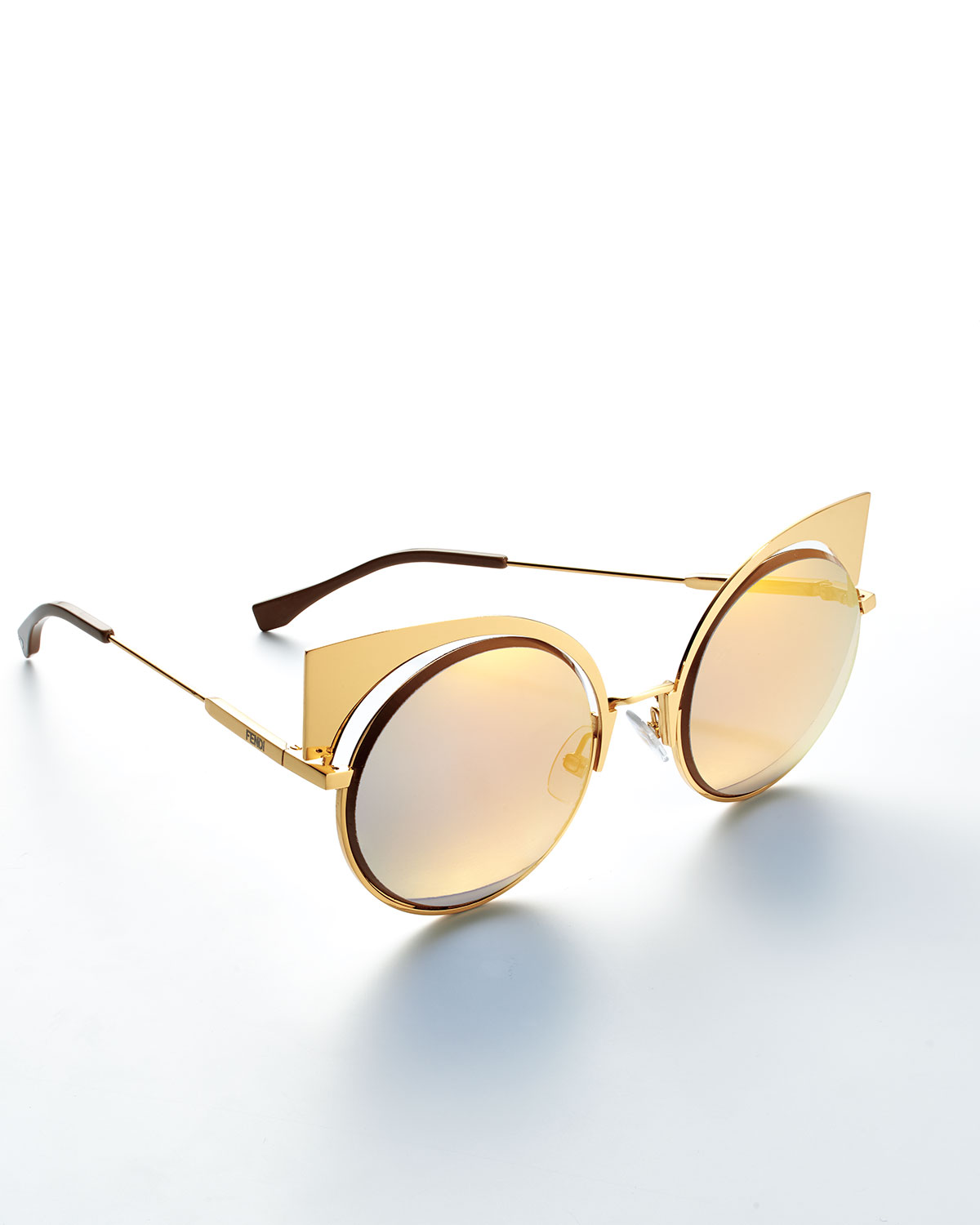 Runway Mirrored Cutout Sunglasses, Gold