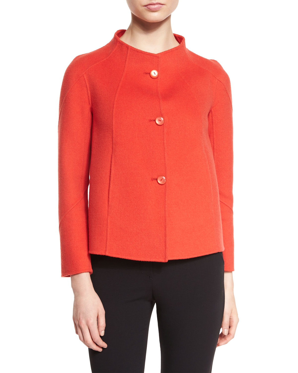 Button-Front Swing Jacket, Red