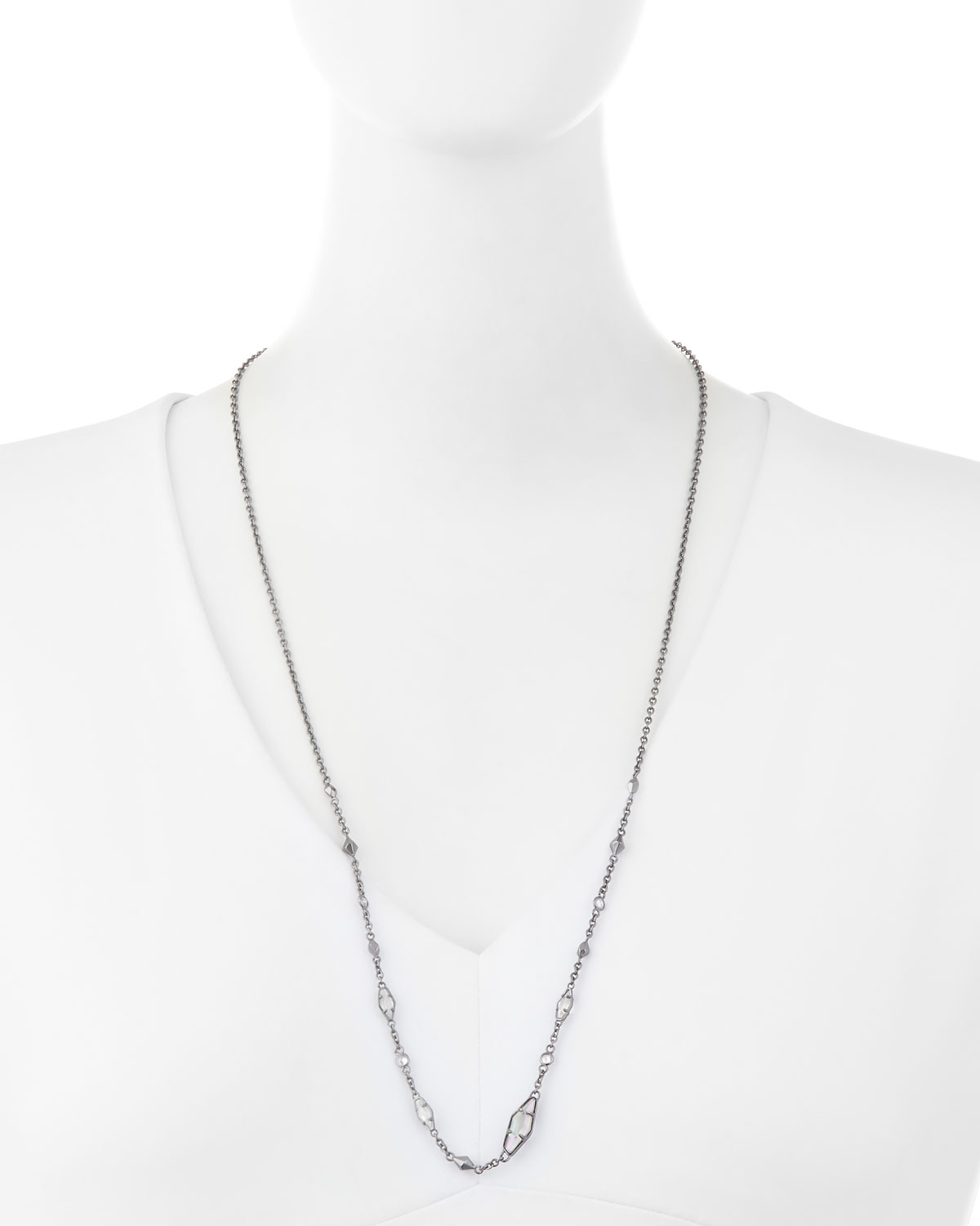 Debra Station Necklace, Clear/Hematite