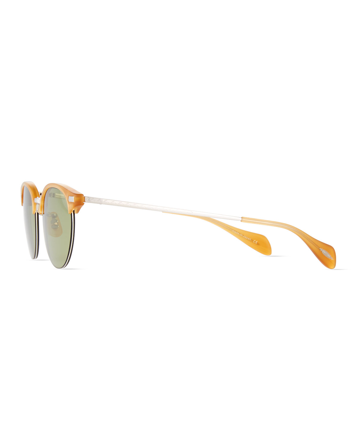 Executive II Half-Rim Sunglasses, Amber Tortoise