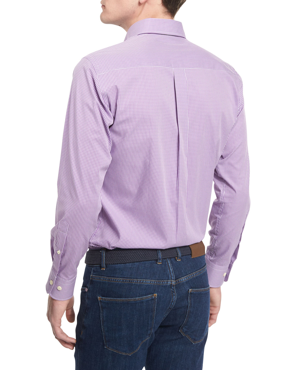 Crown-Finish Gingham Sport Shirt, Purple