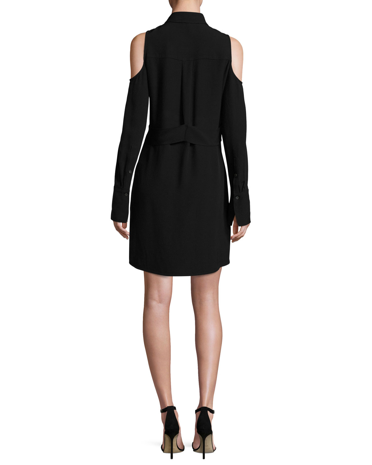 Monica Cold-Shoulder Shirtdress, Black