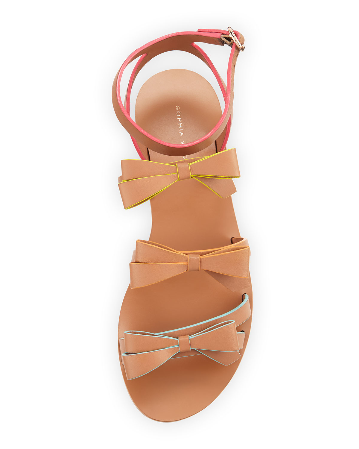 Samara Flat Bow-Detail Sandal, Tan/Multi