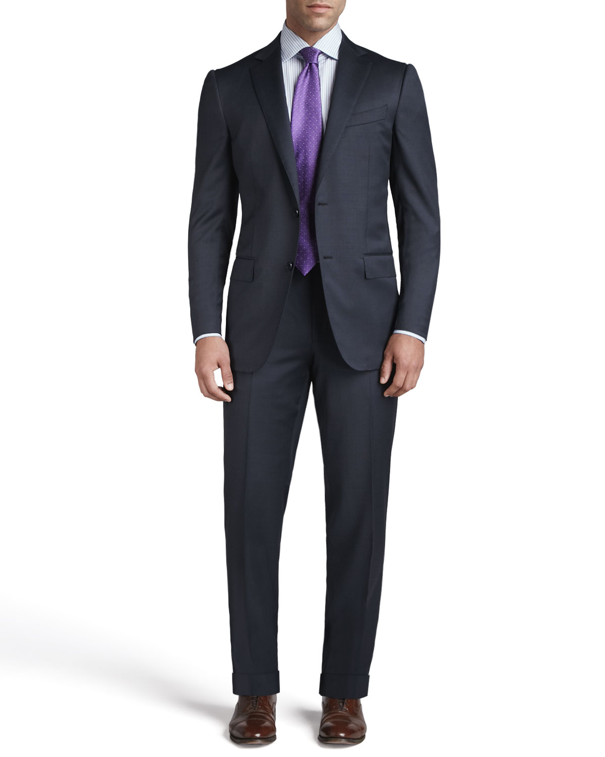 Tic Woven Two-Button Suit, Navy