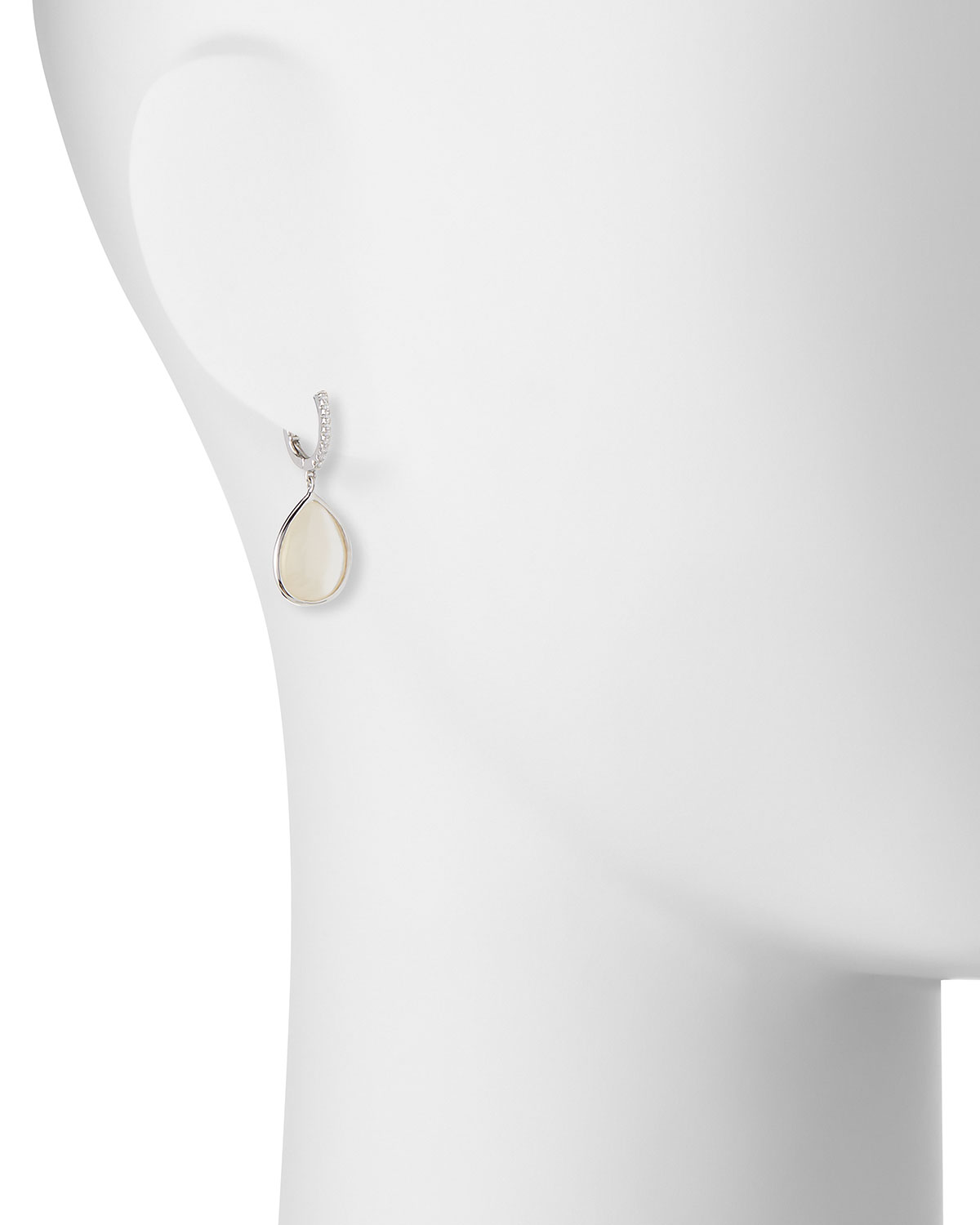 Luna White Mother-of-Pearl Earrings with Diamonds in 18K White Gold