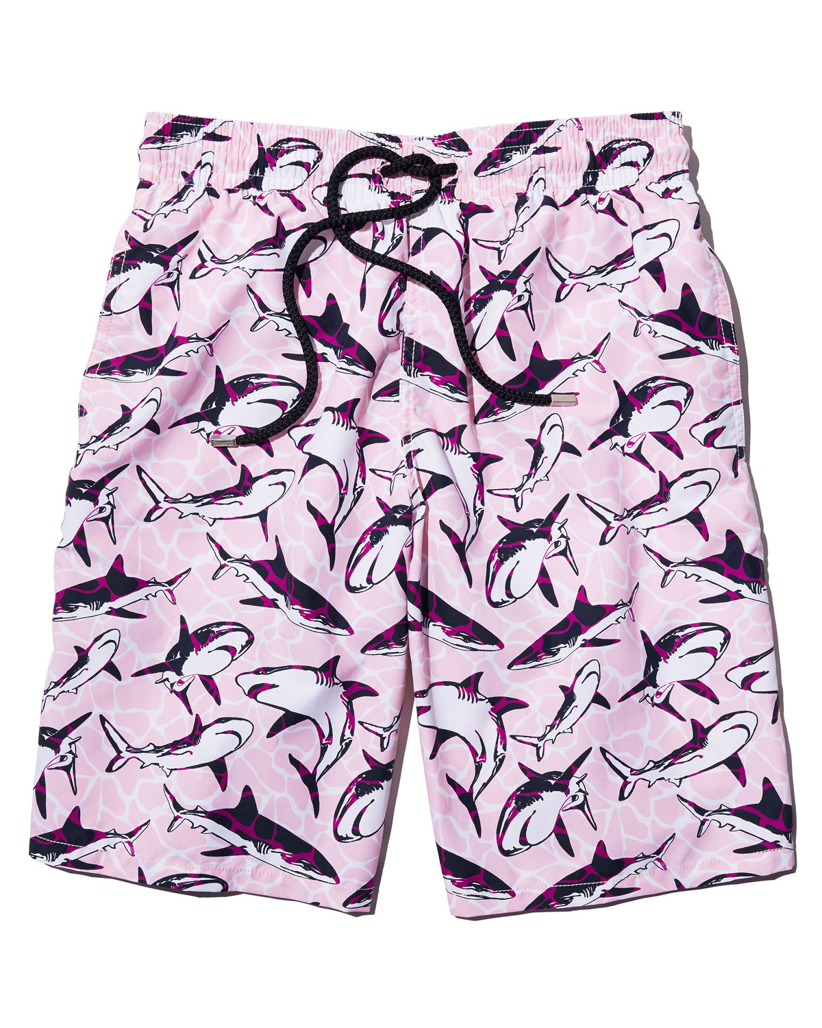 Okoa Shark-Print Swim Trunks, Pink
