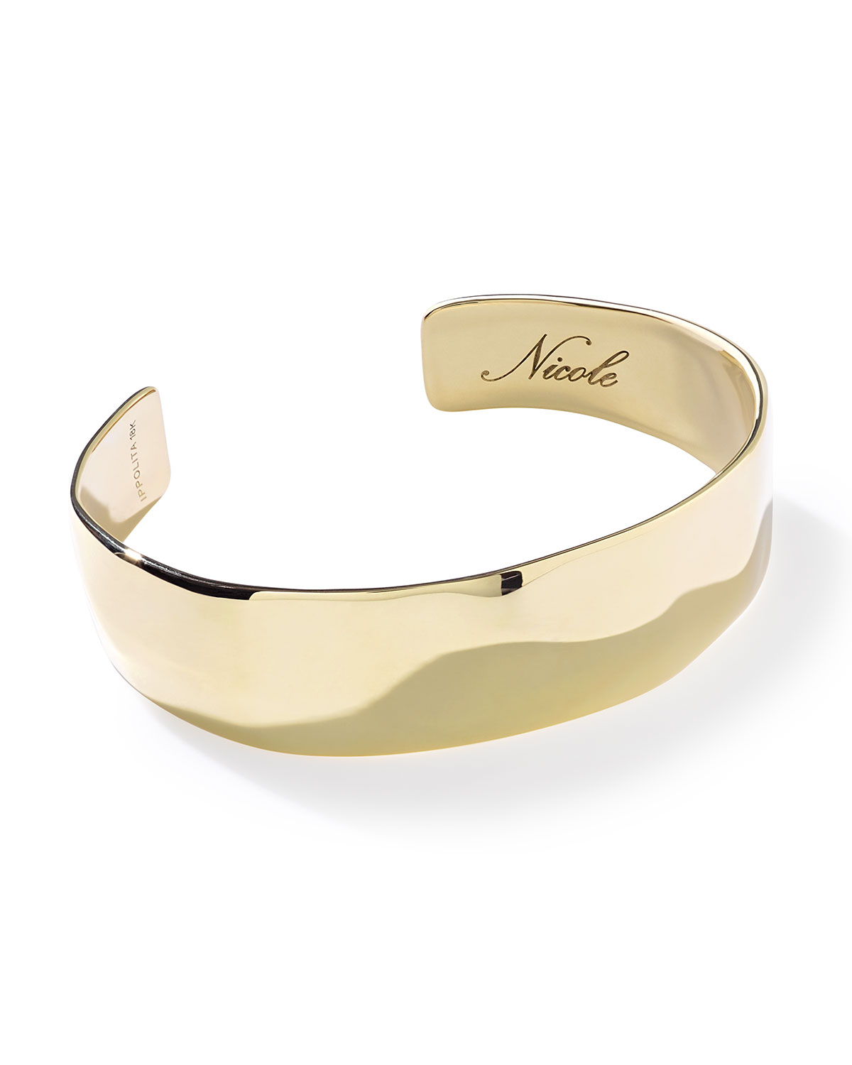 18K Gold Senso Wide Organic Cuff Bracelet, Plain