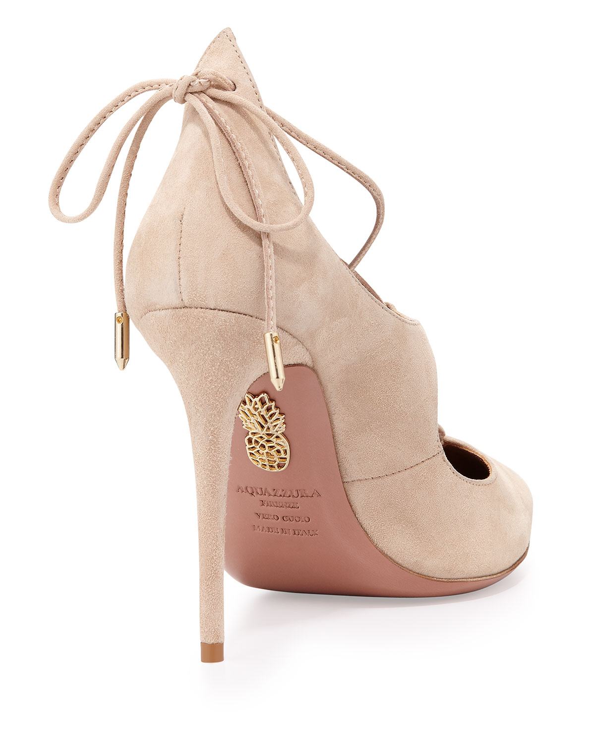 Christy Suede Lace-Up Pump, Nude