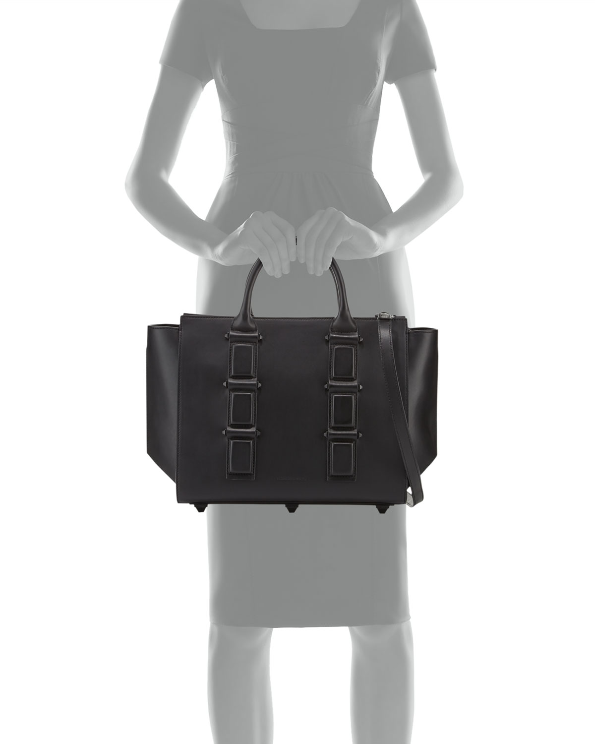 Katherine Leather Satchel Bag, Black