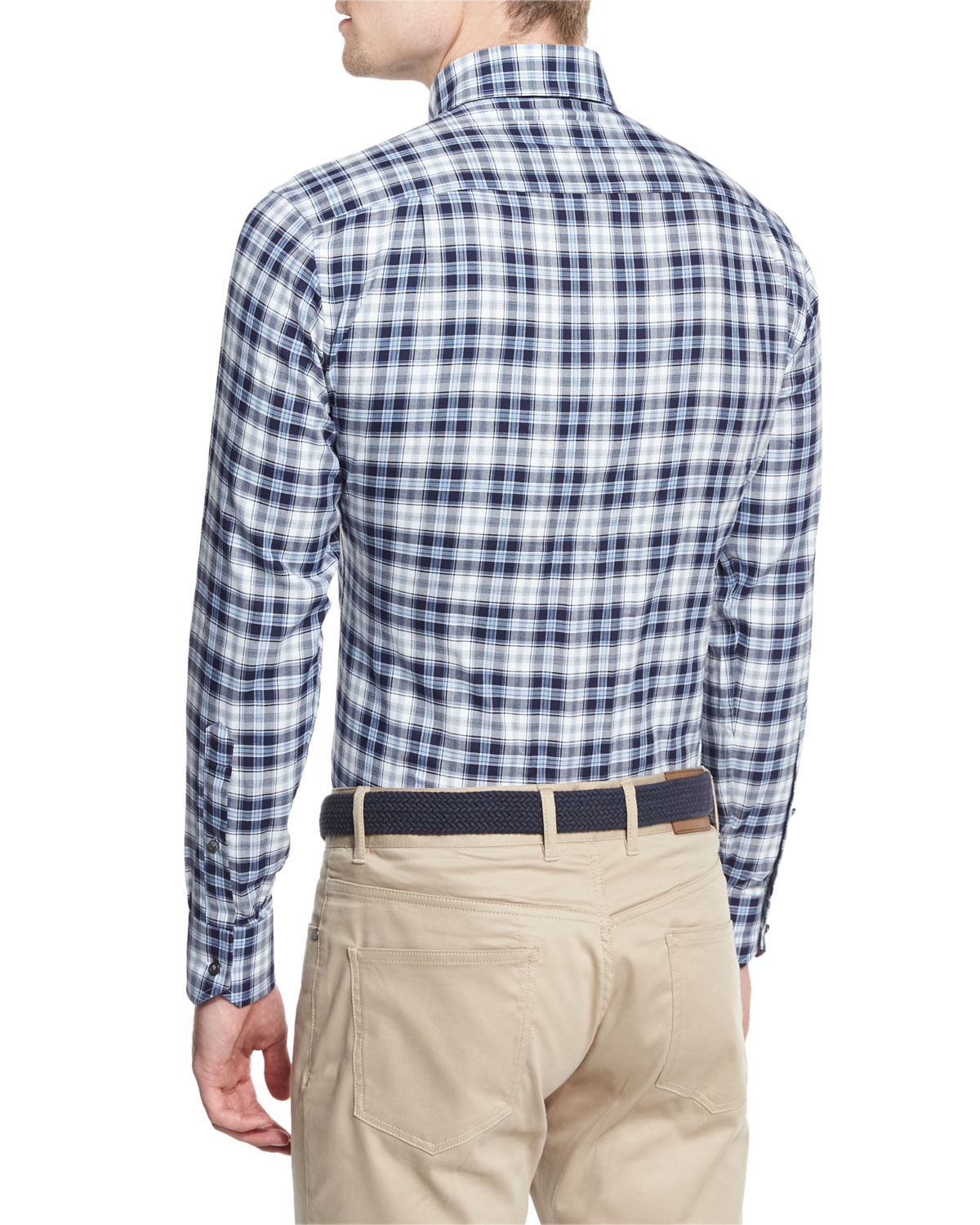 Glacier Check Sport Shirt, Barchetta Blue