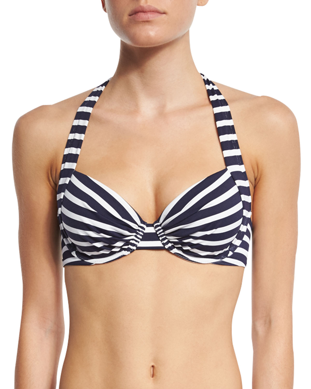 Breton-Striped Underwire Swim Top, Available in DD Cup