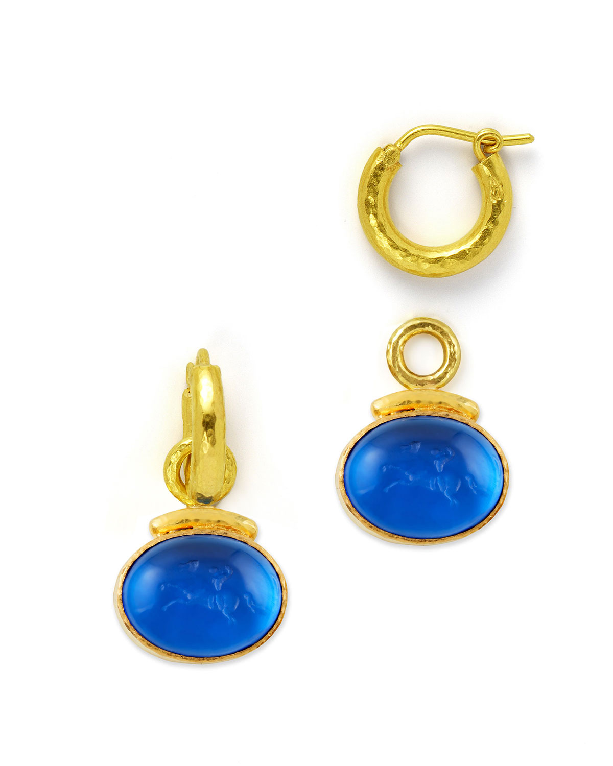 19k Gold Equestrian Intaglio Earring Pendants