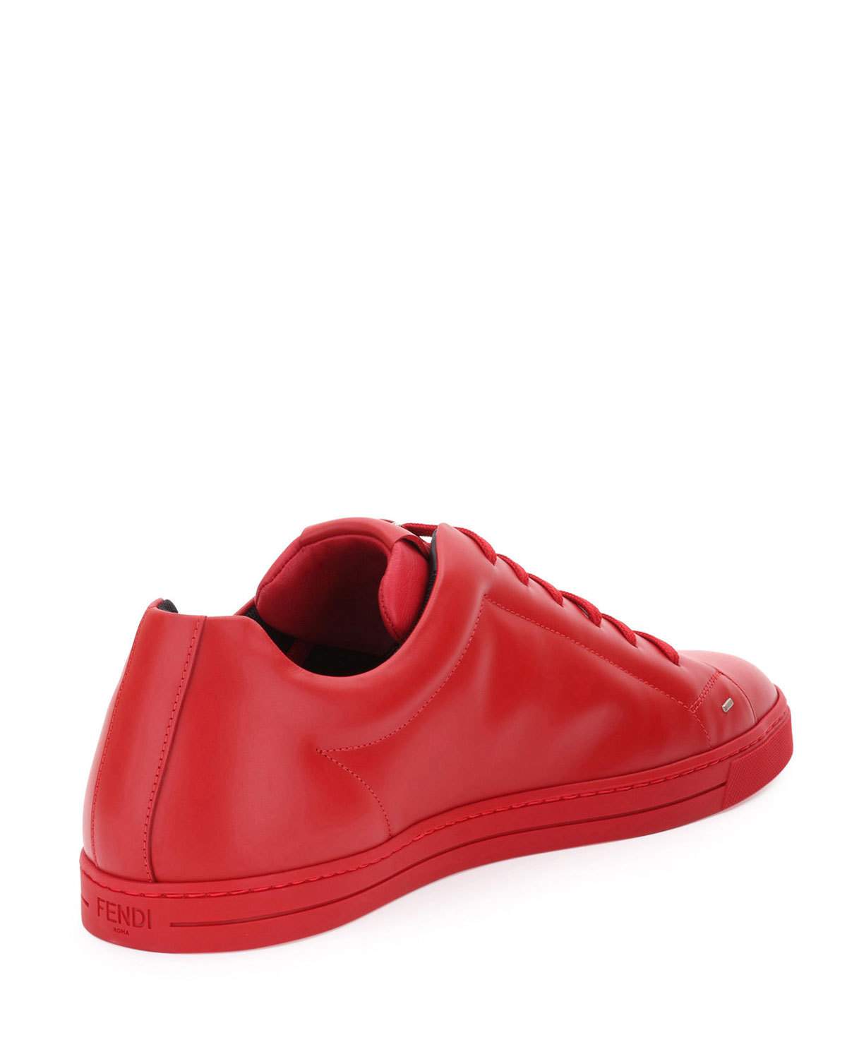 Men's Face Leather Low-Top Sneaker, Red