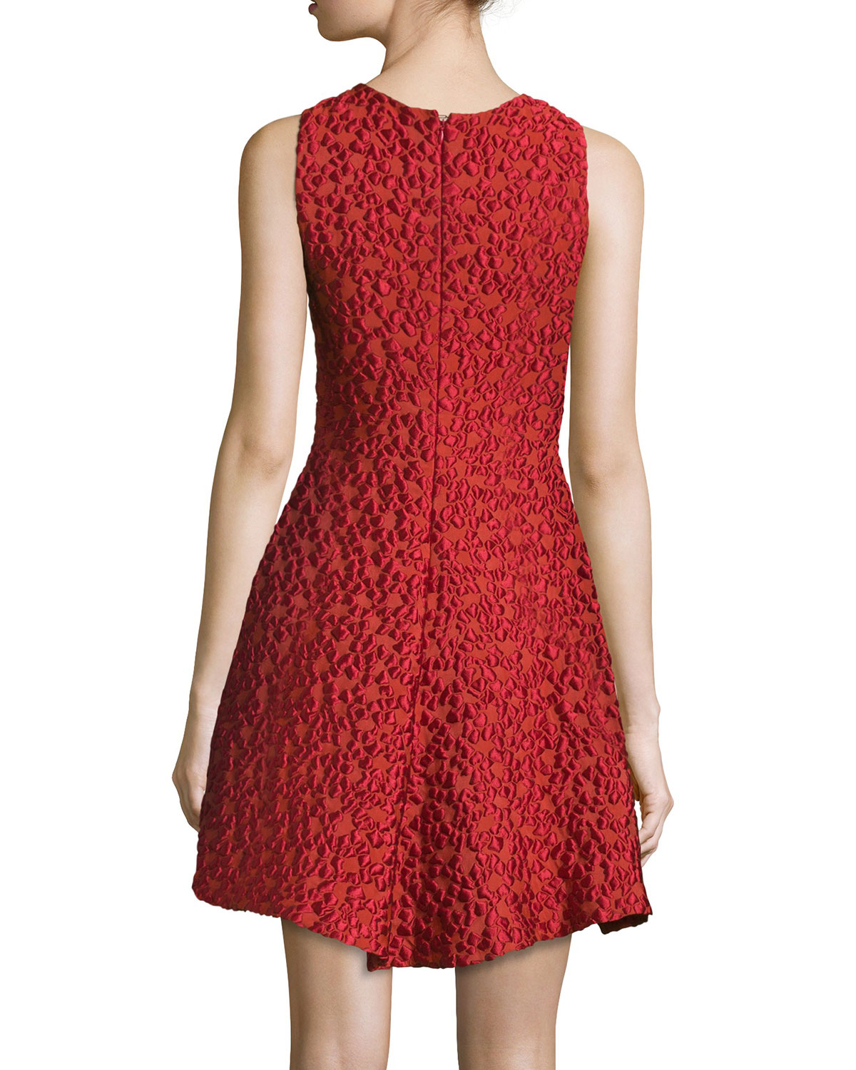 Textured Fit-&-Flare Dress, Matisse Red