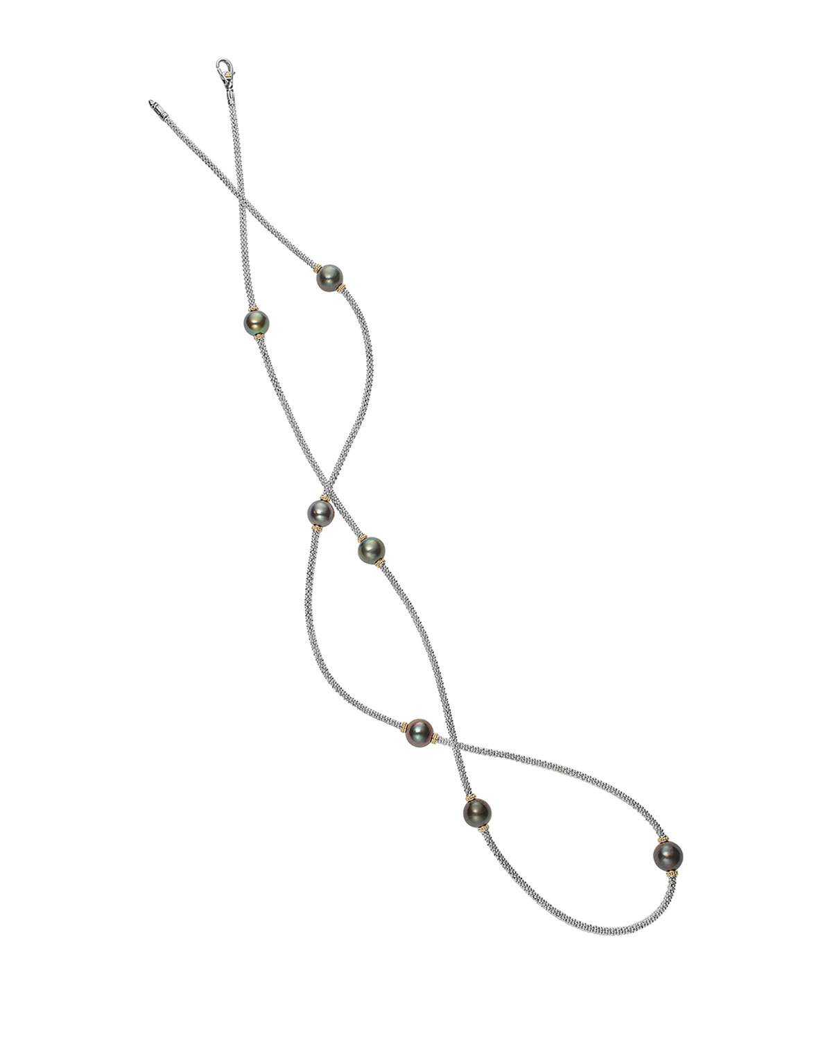 Luna Beaded Rope Necklace with Seven Tahitian Pearl Stations, 34"