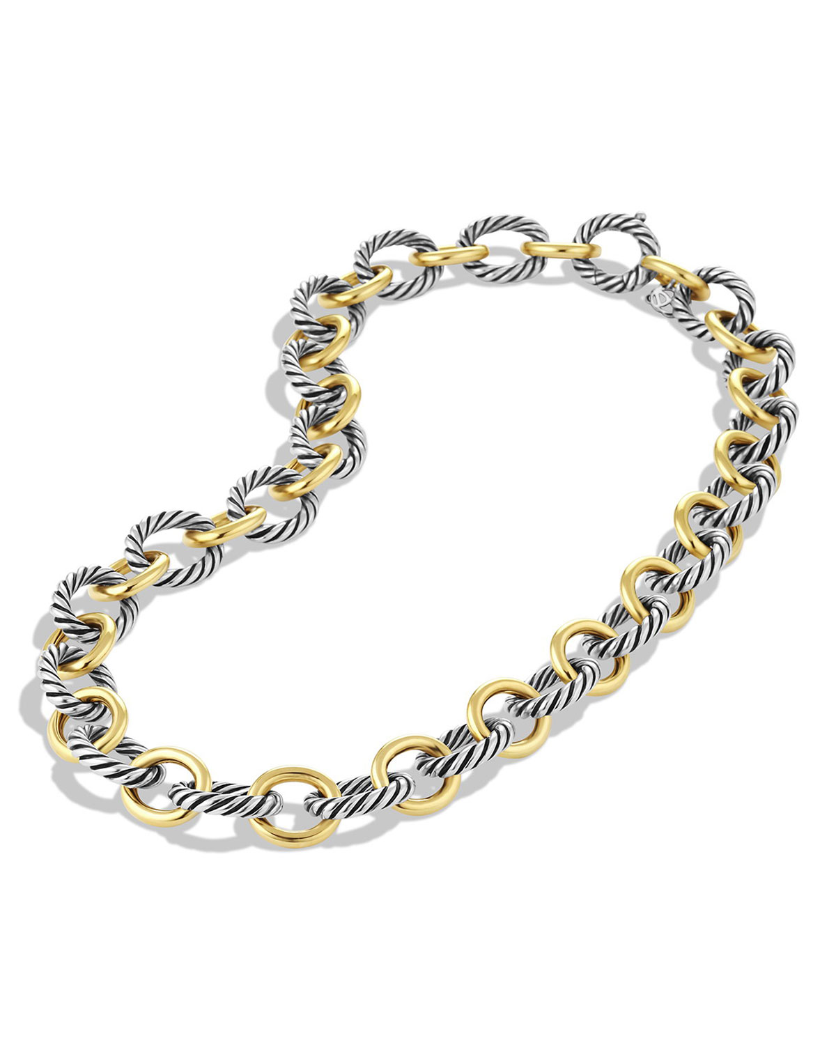 Large Sterling Silver & 18K Gold Oval Link Necklace