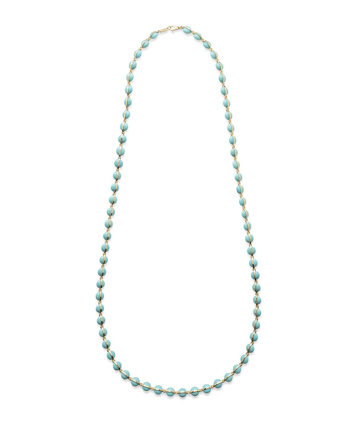 18K Senso Metal-Wrapped Turquoise Necklace, 40"