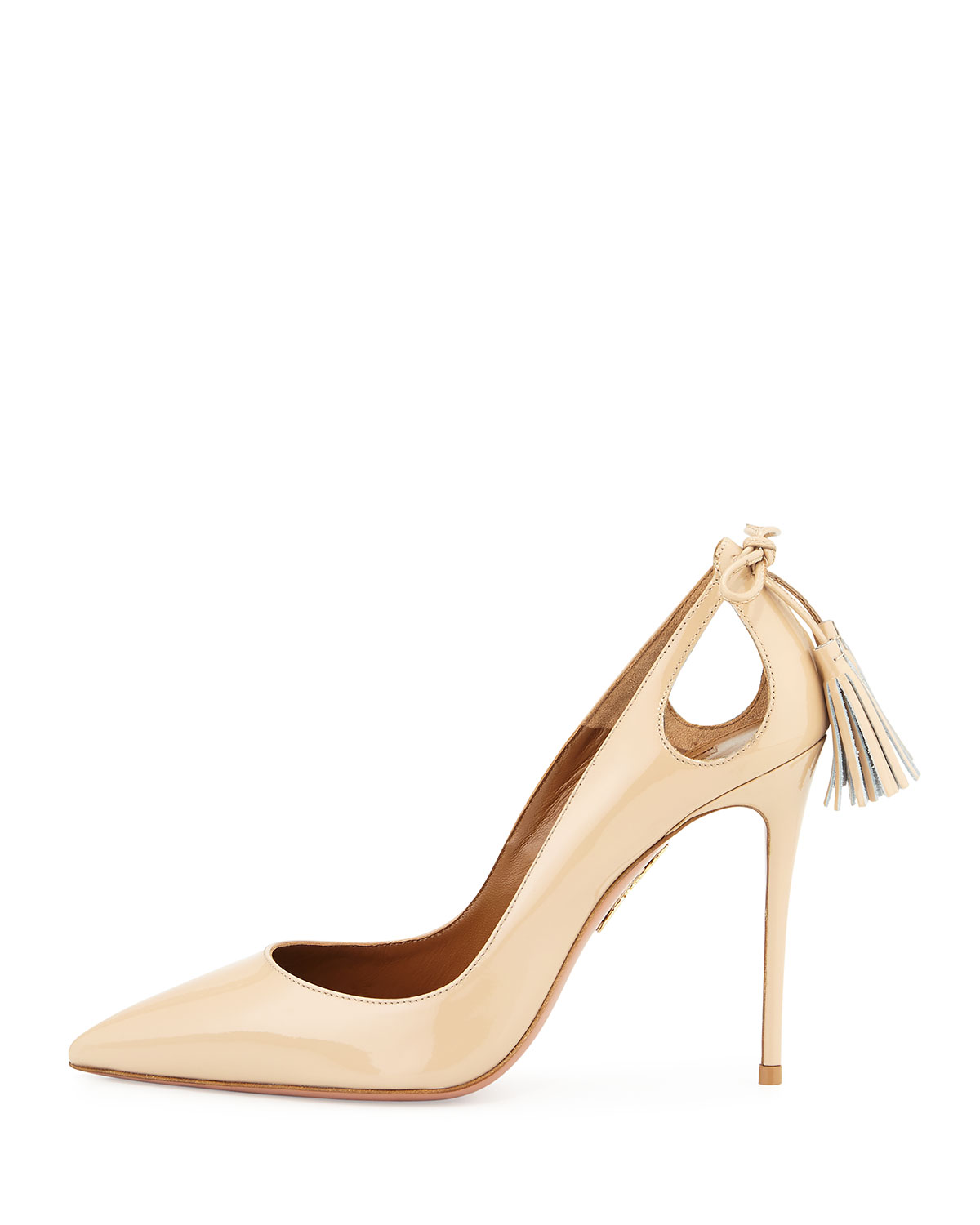 Forever Marilyn Patent Leather Cutout Pump, Nude