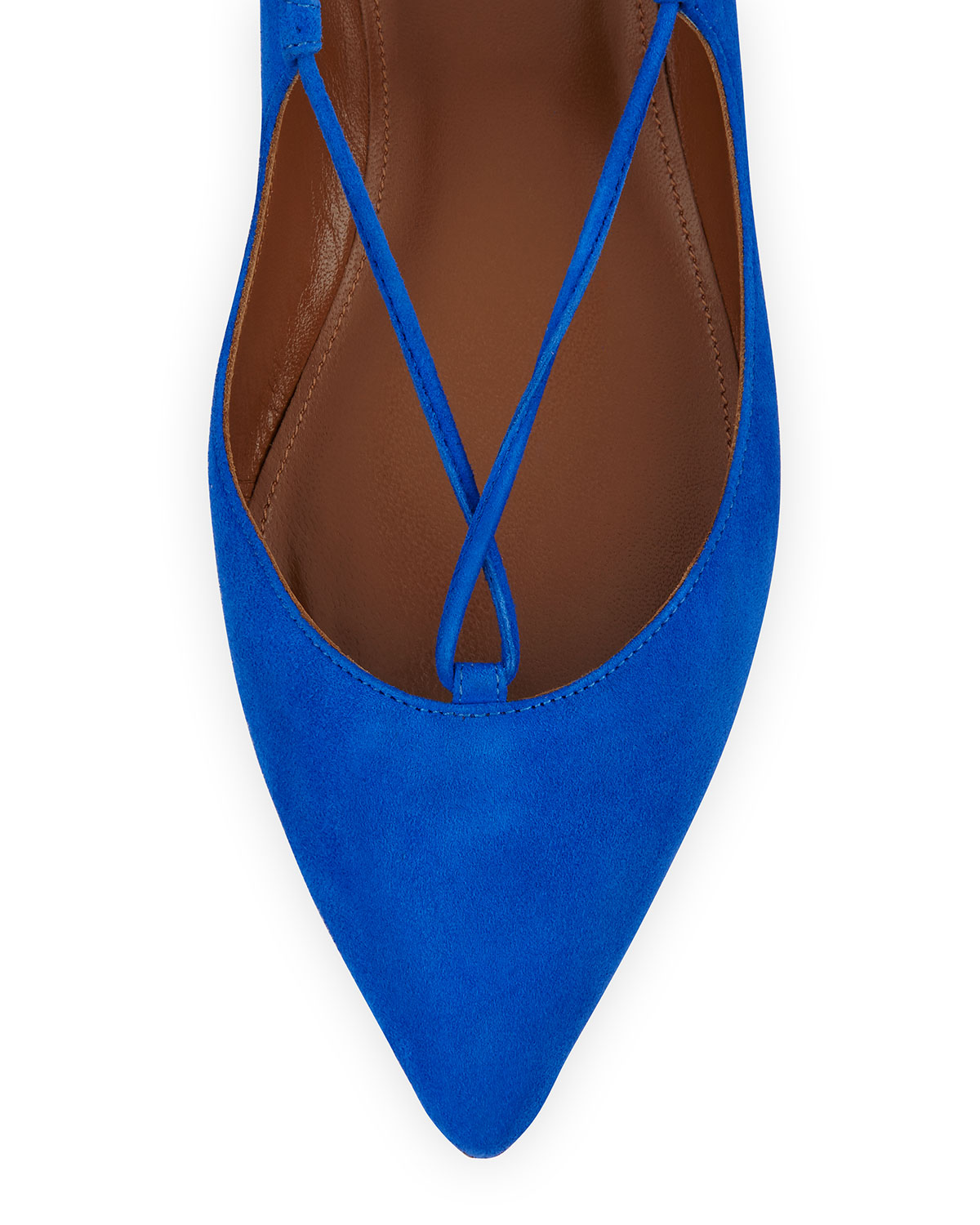 Christy Suede Lace-Up Pointed-Toe Flat, Mondrian Blue