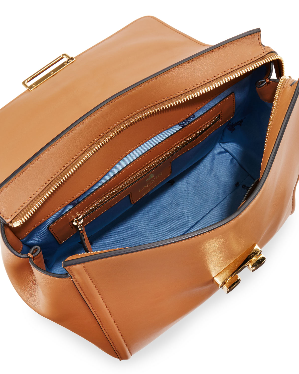Jiji Calfskin Satchel Bag, Camel