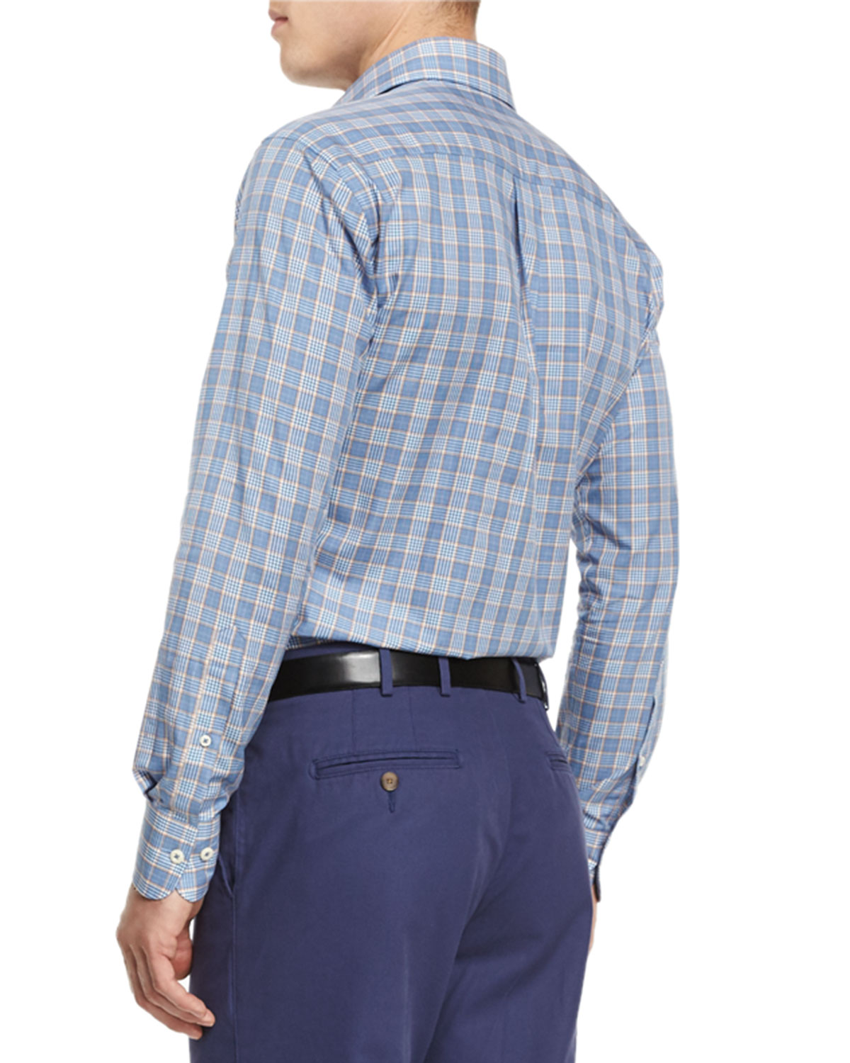 Glen-Plaid Long-Sleeve Sport Shirt