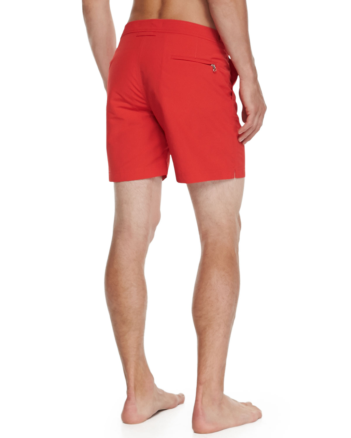 Bulldog Mid-Length Swim Trunks, Red 